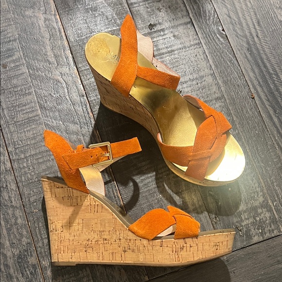 Michael Kors Orange Suede Wedges - Picture 1 of 6